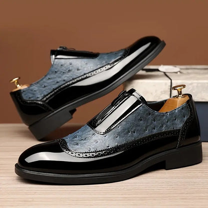 Men's Fashionable Gradient Loafers with Zipper Closure - Bellkmart