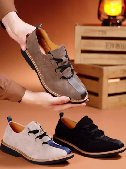 Versatile soft-soled patchwork hand-stitched leather shoes