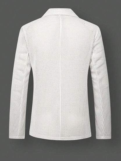 Men's Hollow Mesh Casual Blazer Lightweight Open Weave Suit Jacket - Bellkmart