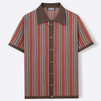 Classic Stripe Knit Polo Tee