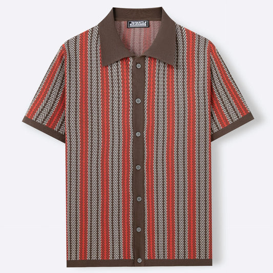 Classic Stripe Knit Polo Tee