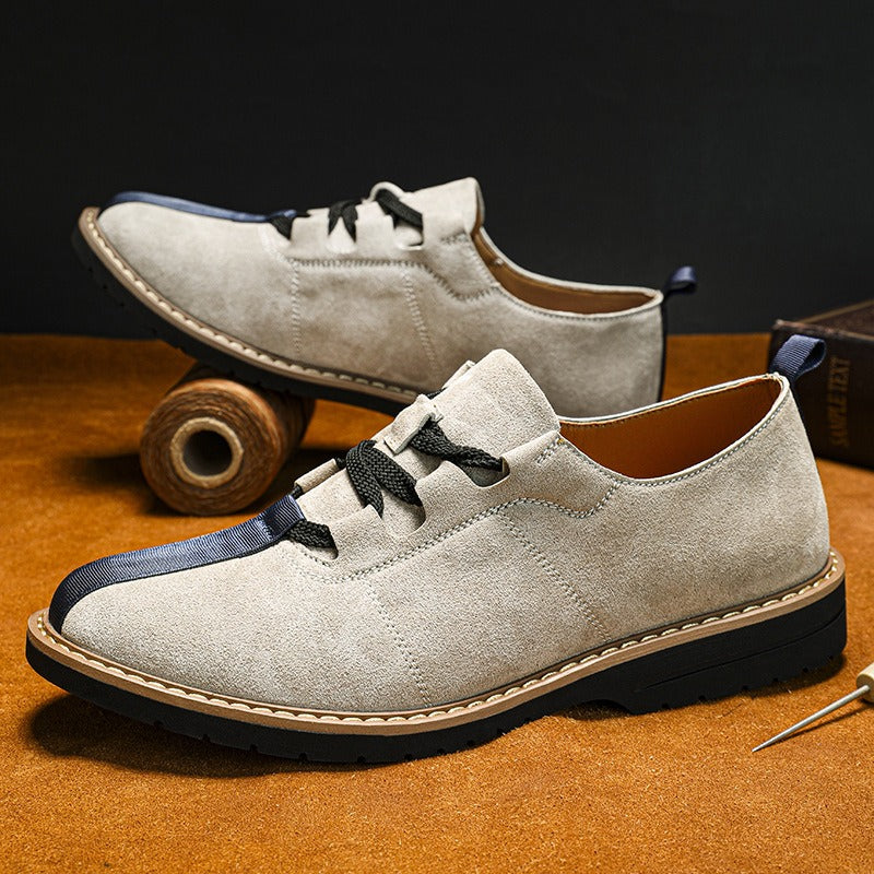 Versatile soft-soled patchwork hand-stitched leather shoes