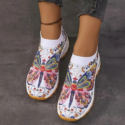 Women's Floral Print Slip-On Sneakers - Bellkmart