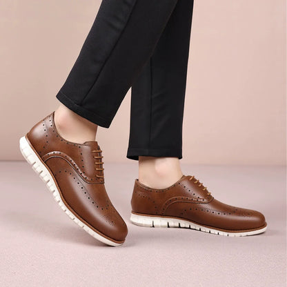 Retro hollow-soled work and casual Oxford leather shoes - Bellkmart