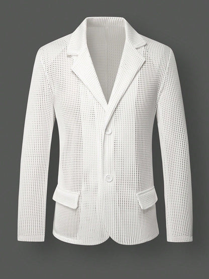 Men's Hollow Mesh Casual Blazer Lightweight Open Weave Suit Jacket - Bellkmart