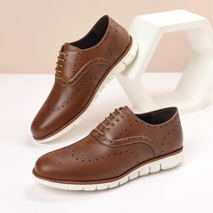 Retro hollow-soled work and casual Oxford leather shoes - Bellkmart