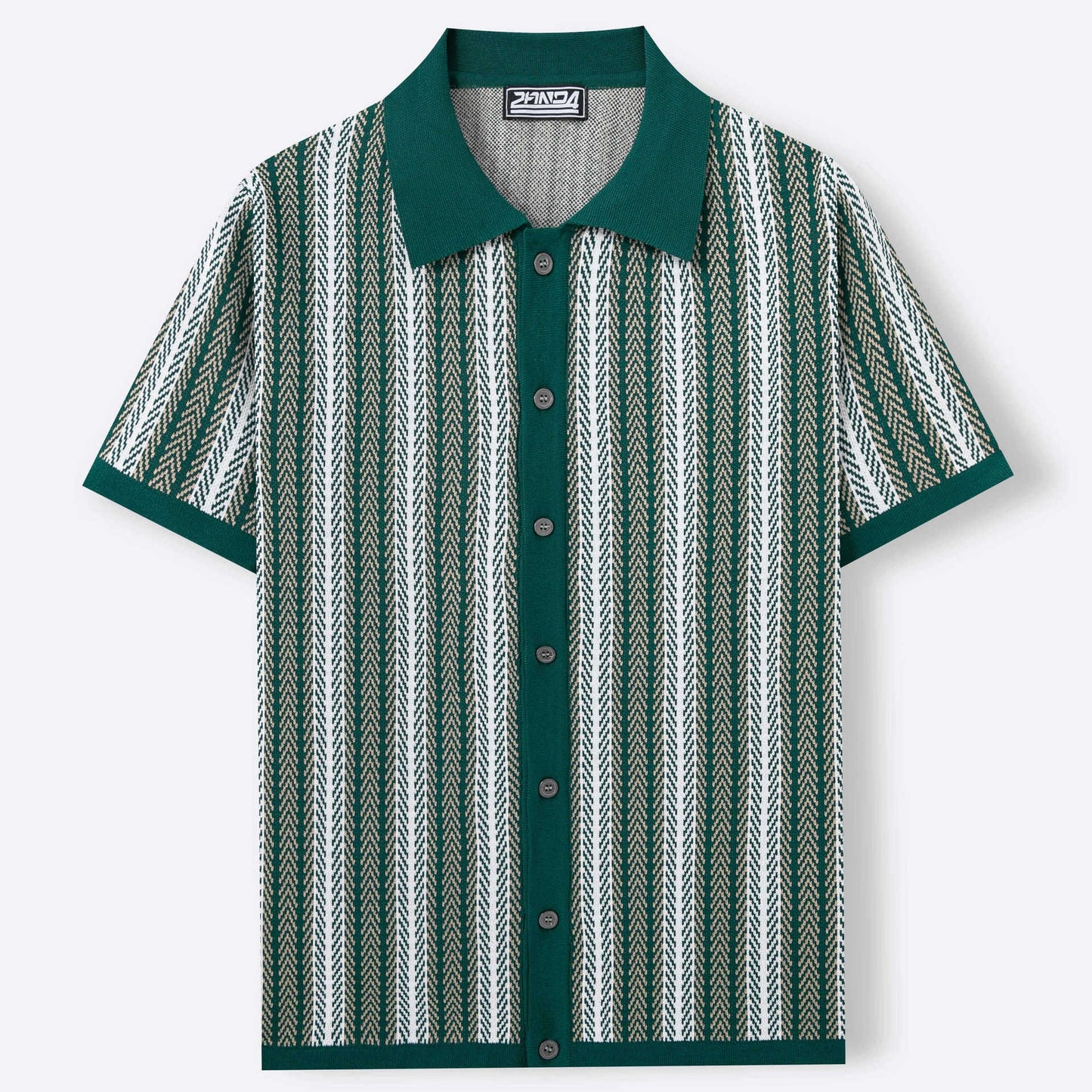 Classic Stripe Knit Polo Tee