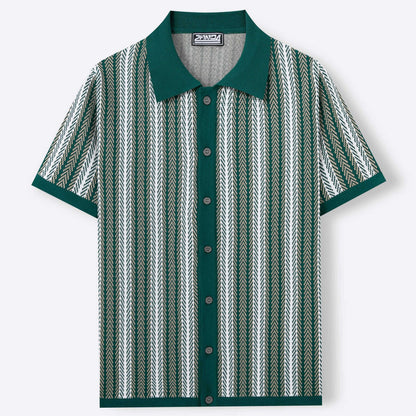 Classic Stripe Knit Polo Tee