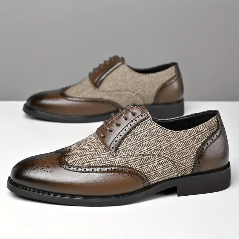 Men's Lace-Up Brogue Oxfords Business Dress Shoes
