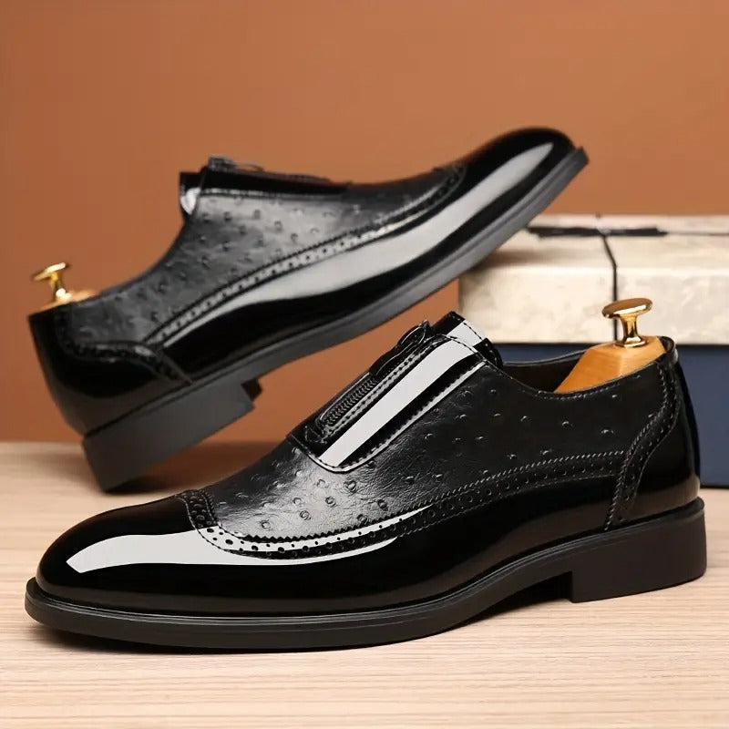 Men's Fashionable Gradient Loafers with Zipper Closure - Bellkmart