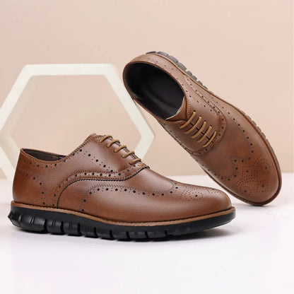 Retro hollow-soled work and casual Oxford leather shoes - Bellkmart