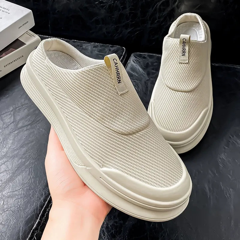 Men's slip-on mesh half-slip shoes - Bellkmart
