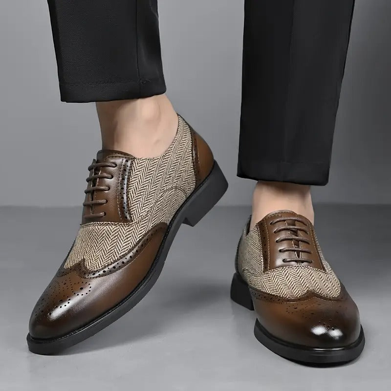 Men's Lace-Up Brogue Oxfords Business Dress Shoes
