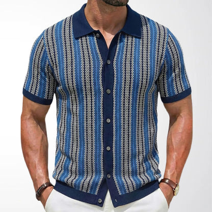 Classic Stripe Knit Polo Tee