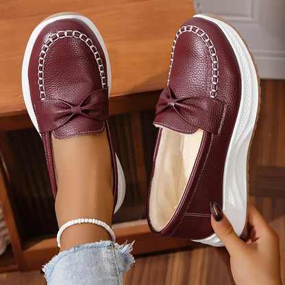 Plush and comfortable bow comfortable sneakers - Bellkmart