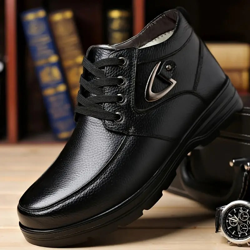 Men'S Solid Color Fleece Lined Ankle Boots - Bellkmart