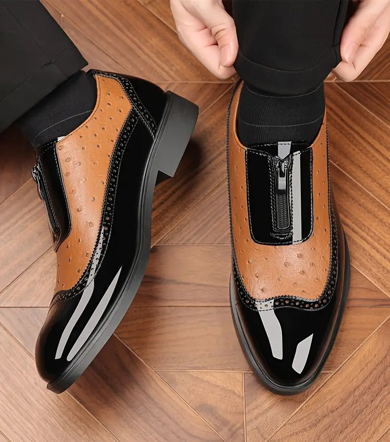 Men's Fashionable Gradient Loafers with Zipper Closure - Bellkmart