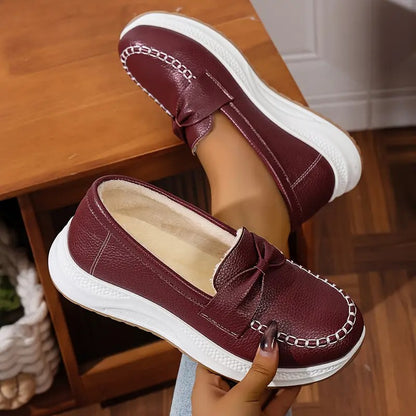 Plush and comfortable bow comfortable sneakers - Bellkmart