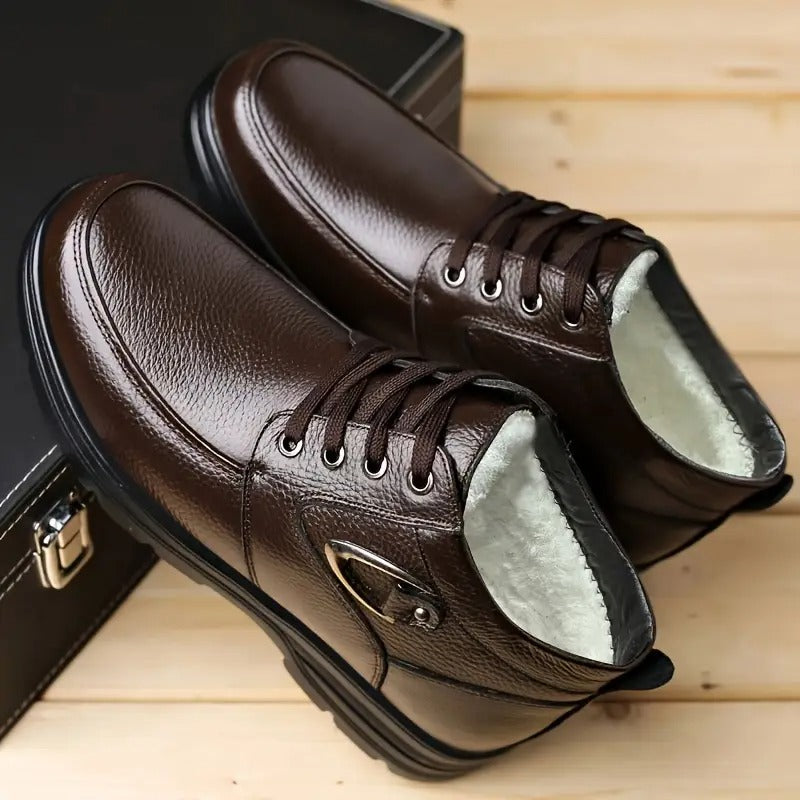 Men'S Solid Color Fleece Lined Ankle Boots - Bellkmart