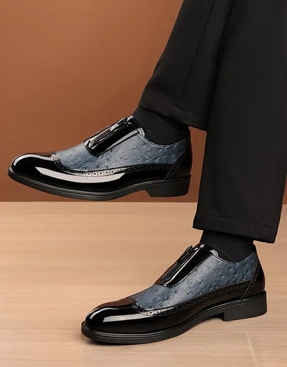 Men's Fashionable Gradient Loafers with Zipper Closure - Bellkmart