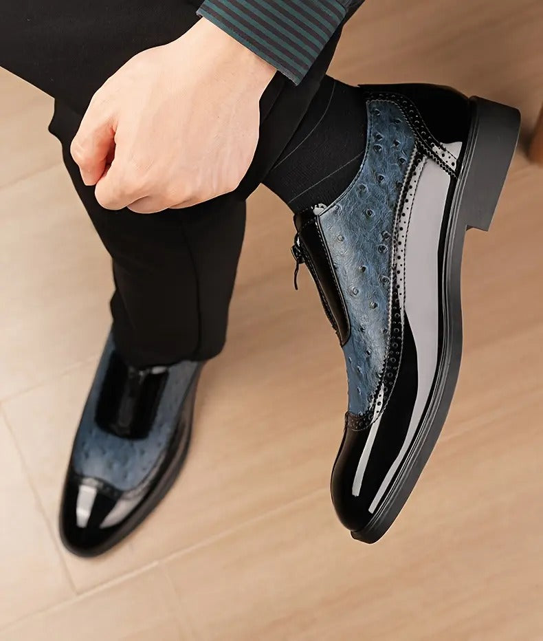 Men's Fashionable Gradient Loafers with Zipper Closure - Bellkmart