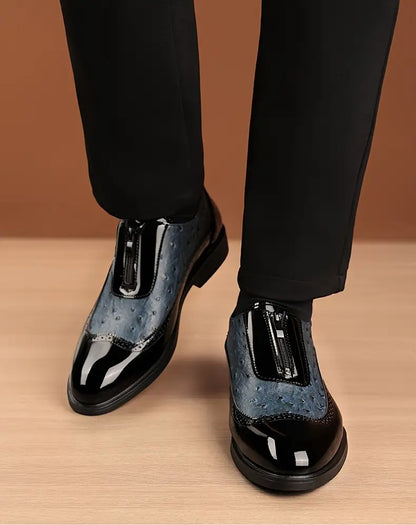 Men's Fashionable Gradient Loafers with Zipper Closure - Bellkmart