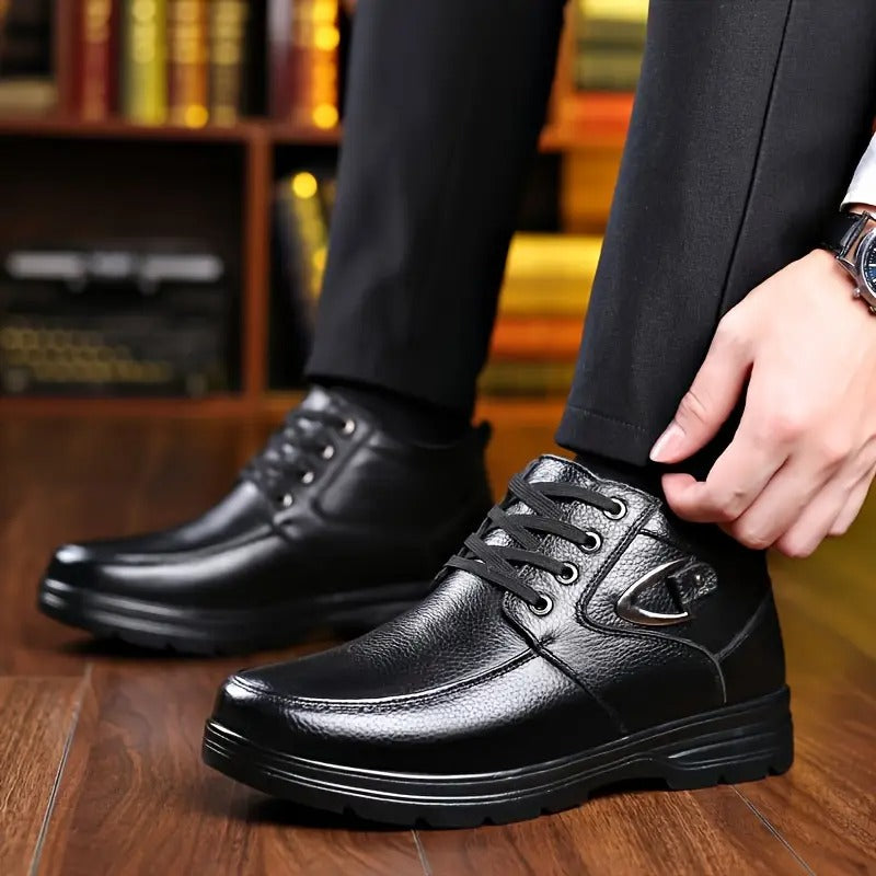 Men'S Solid Color Fleece Lined Ankle Boots - Bellkmart