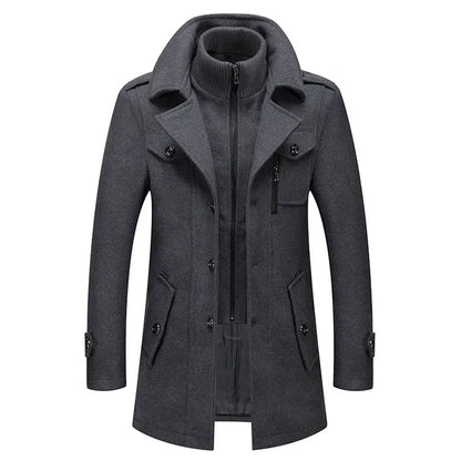 Men Double Collar Thick Jacket