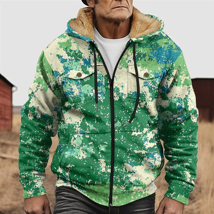 Men's autumn and winter popular 3D hooded fleece sweatshirt jacket - Bellkmart