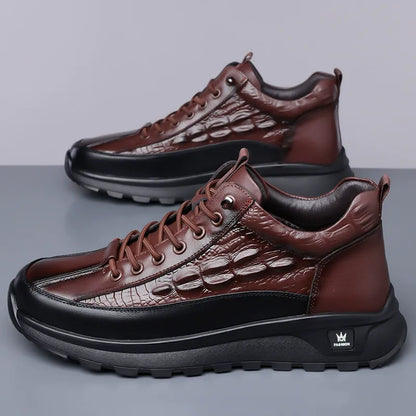 Men's Slip-On Crocodile Leather Sneakers - Bellkmart