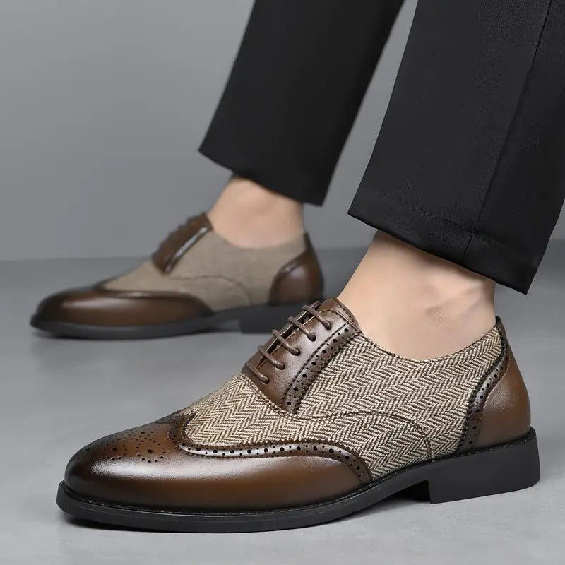Men's Lace-Up Brogue Oxfords Business Dress Shoes