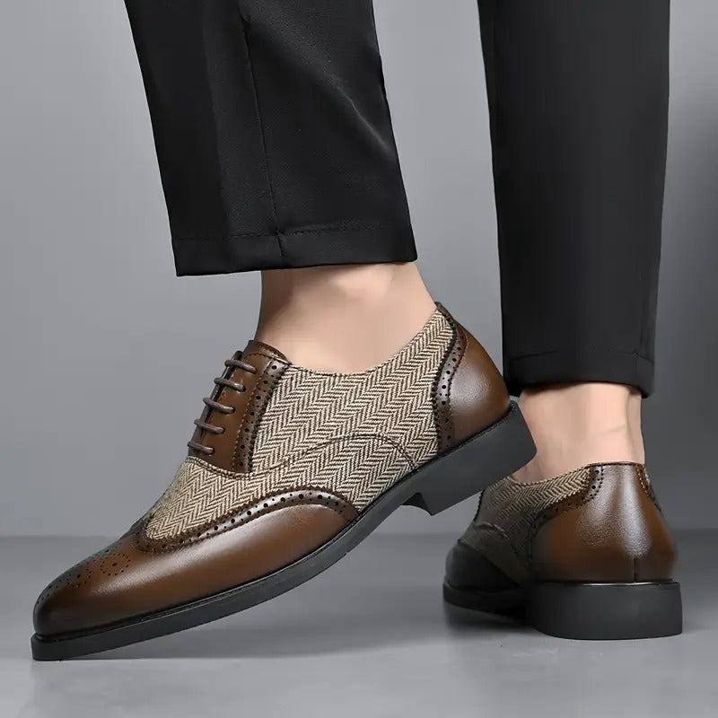 Men's Lace-Up Brogue Oxfords Business Dress Shoes