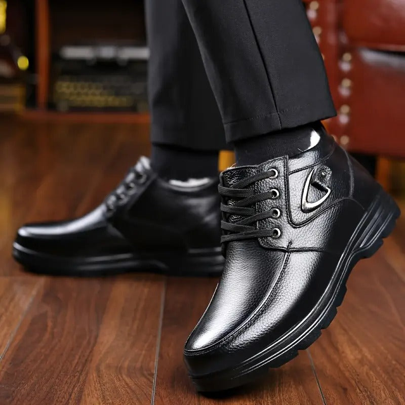 Men'S Solid Color Fleece Lined Ankle Boots - Bellkmart