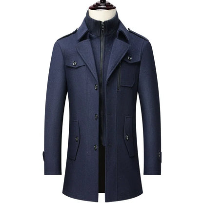 Men Double Collar Thick Jacket