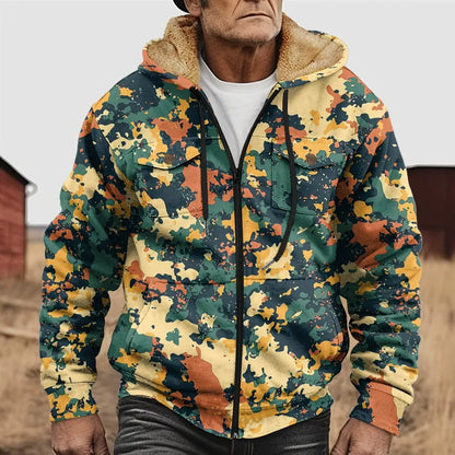 Men's autumn and winter popular 3D hooded fleece sweatshirt jacket - Bellkmart