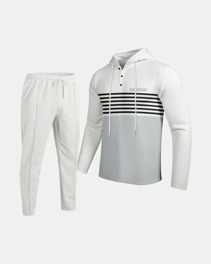 Long-sleeved hooded sweatshirt waffle suit - Bellkmart