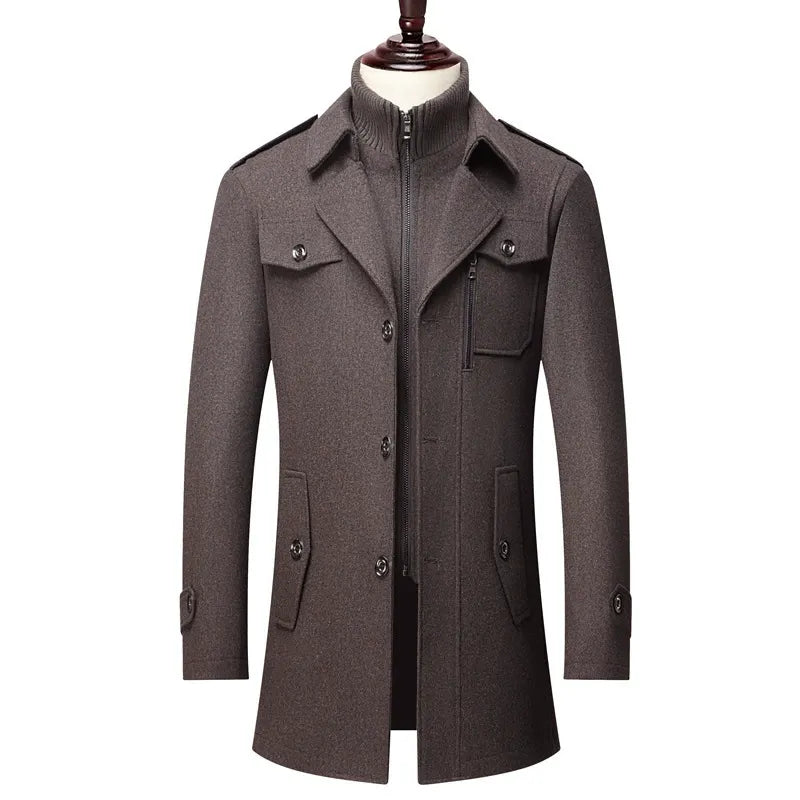 Men Double Collar Thick Jacket