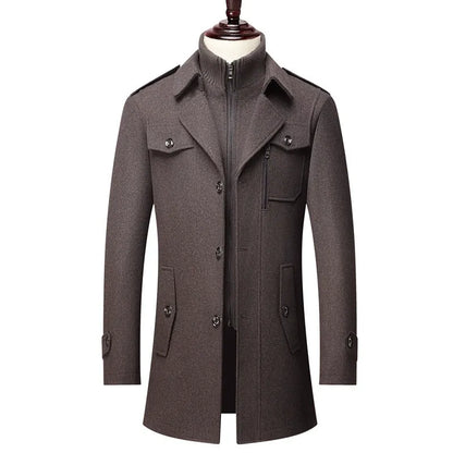 Men Double Collar Thick Jacket