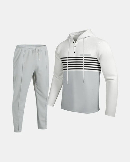 Long-sleeved hooded sweatshirt waffle suit - Bellkmart