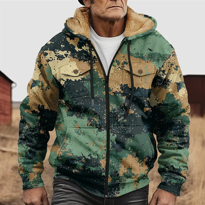 Men's autumn and winter popular 3D hooded fleece sweatshirt jacket - Bellkmart