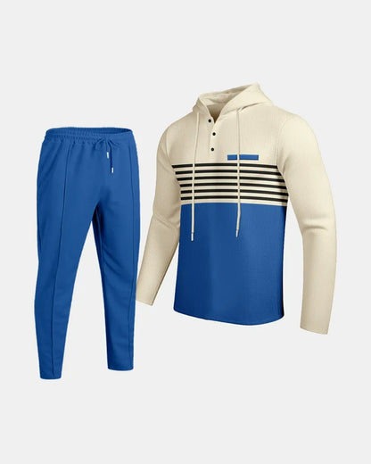 Long-sleeved hooded sweatshirt waffle suit - Bellkmart