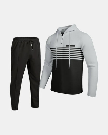 Long-sleeved hooded sweatshirt waffle suit - Bellkmart