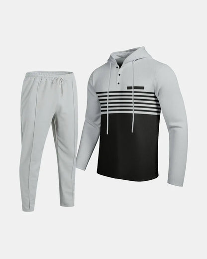 Long-sleeved hooded sweatshirt waffle suit - Bellkmart