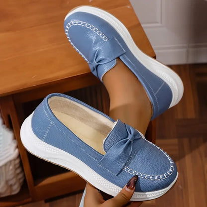 Plush and comfortable bow comfortable sneakers - Bellkmart