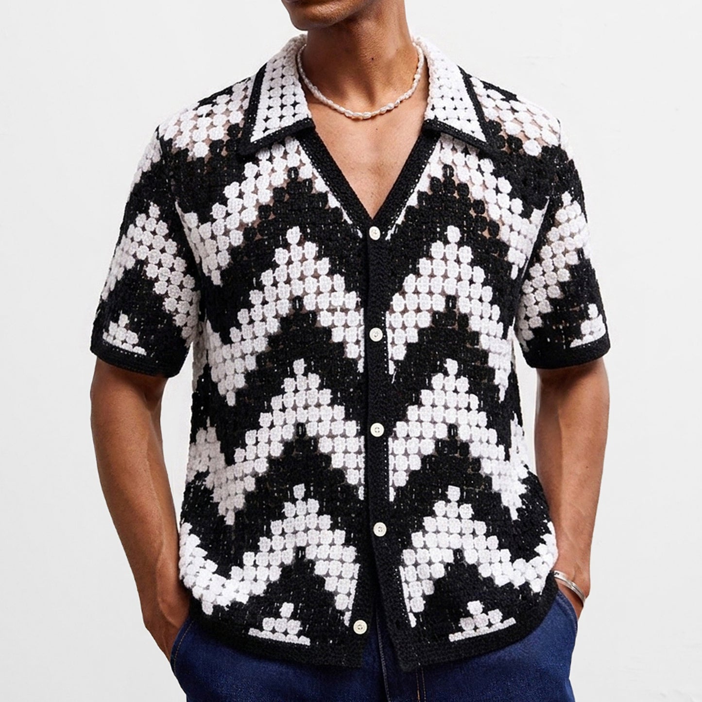 Black Wave Knit Shirt