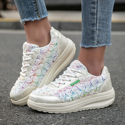 Lace flower platform sneakers - Bellkmart