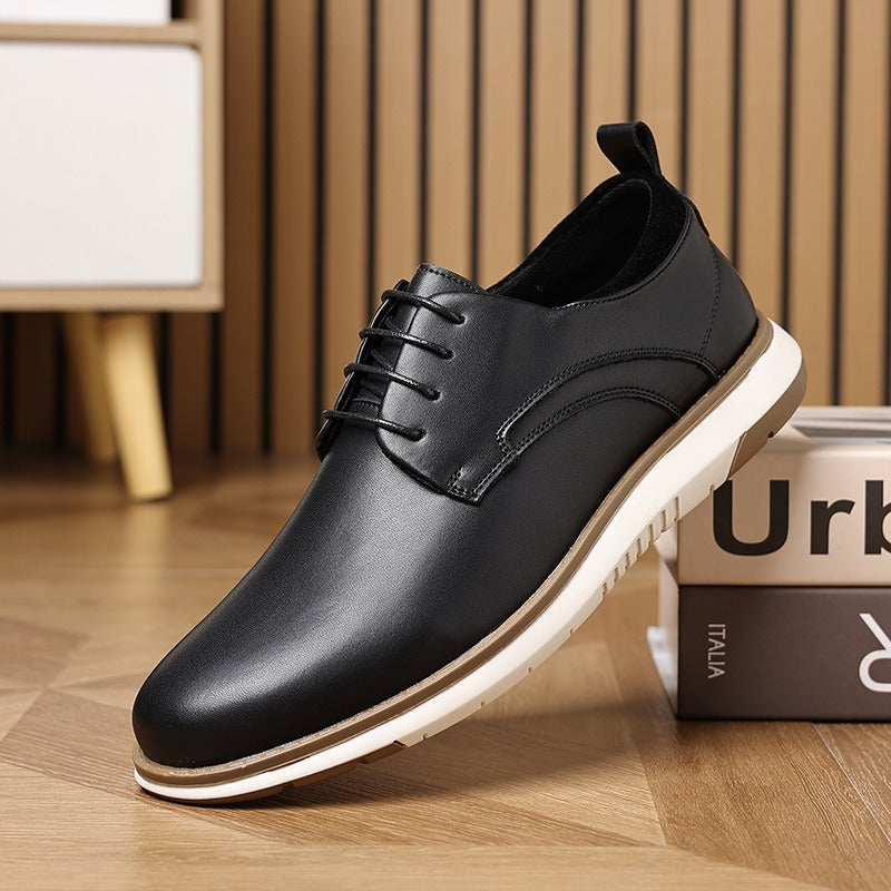 Low-top lace-up casual leather shoes