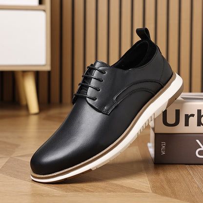 Low-top lace-up casual leather shoes
