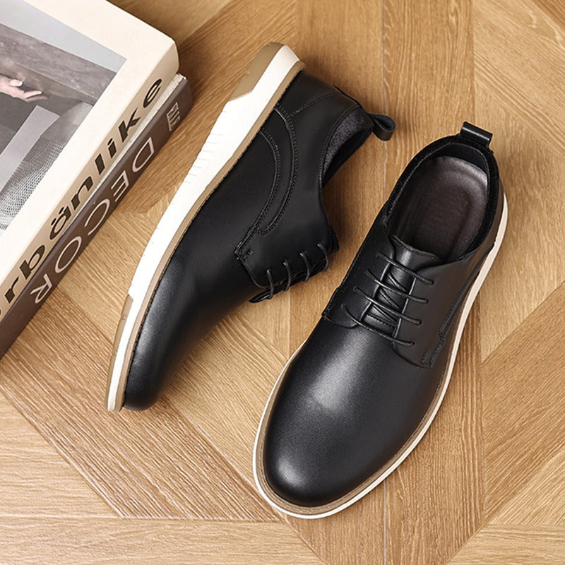 Low-top lace-up casual leather shoes