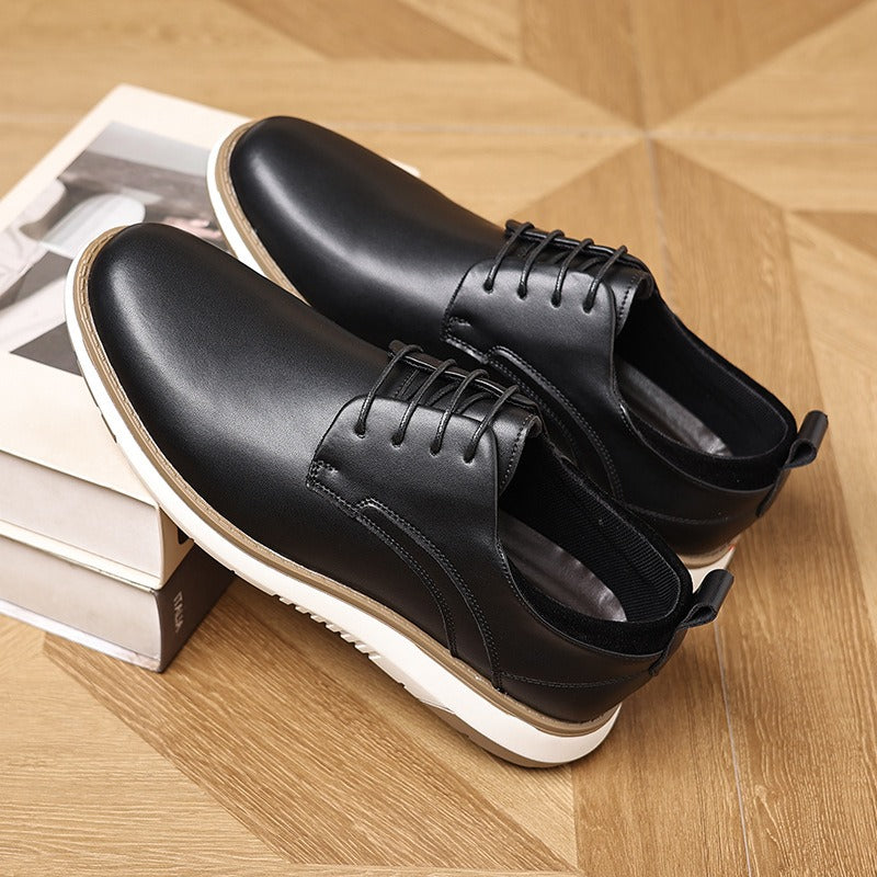 Low-top lace-up casual leather shoes